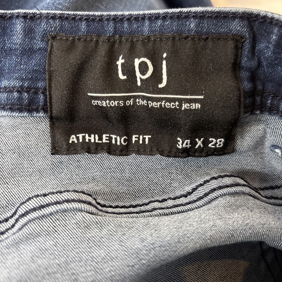 2 tpj Jeans Mens 34x28 Blue Athletic Fit Stretch Denim 5 Pocket Jeans - Picture 6 of 13